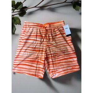 Nike Orange Striped Athletic Swim Shorts Beach Summer Swimming Trunks Size L